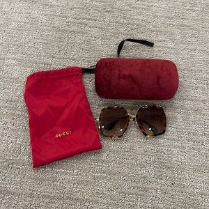 Gucci large square tortoise sunglasses